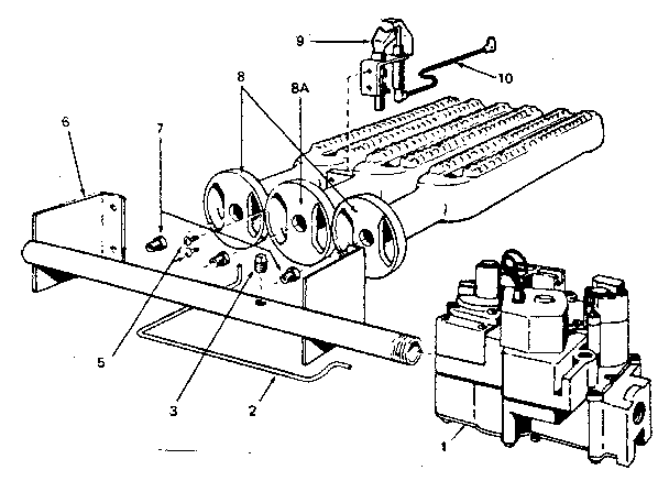Kenmore 229963290 gas burners and manifold diagram