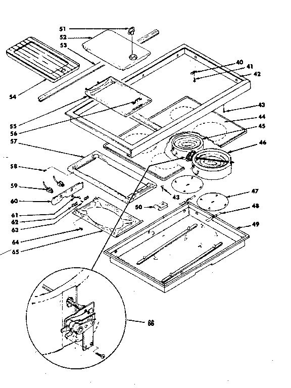 Kenmore 6289487611 main top cook surface diagram