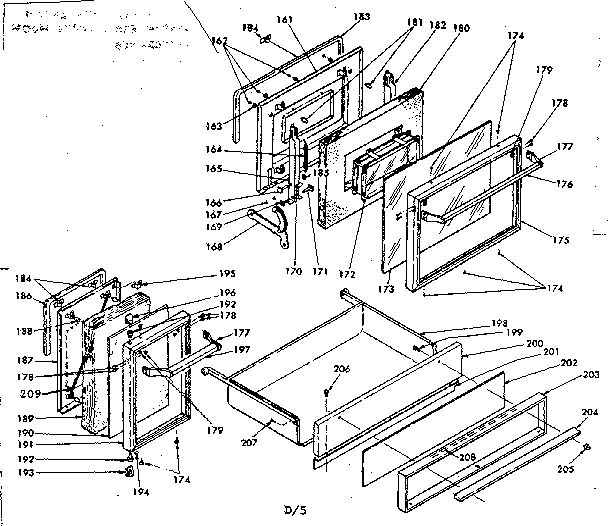 Kenmore 6289487611 doors and drawer diagram