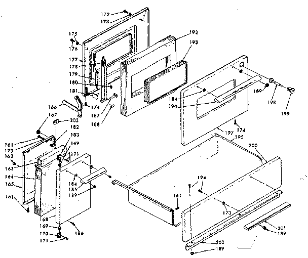 Kenmore 6289487540 doors and drawer diagram