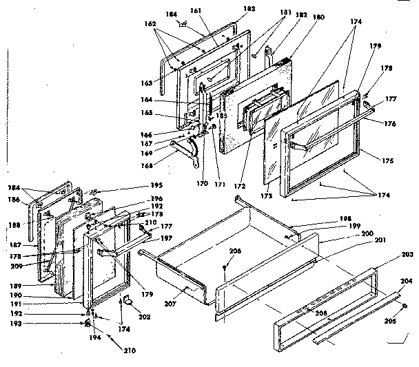 Kenmore 6289487710 doors and drawer diagram