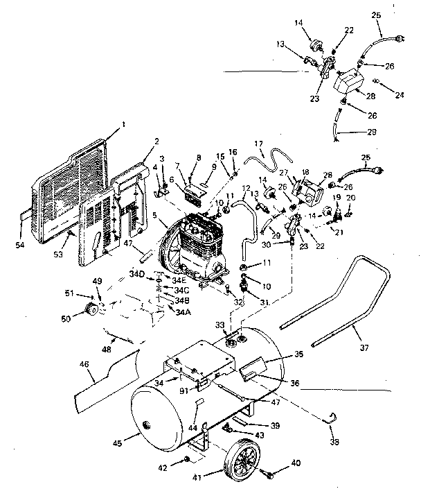Craftsman 919176821 air compressor (view from back) diagram