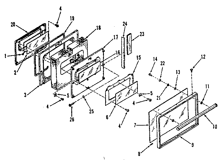 Kenmore 9119388710 oven door section diagram