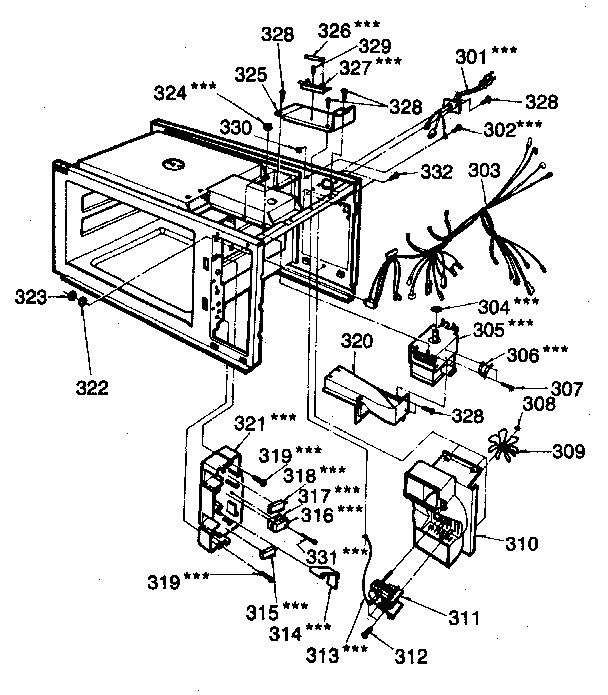 Kenmore 7218883680 switch and microwave parts diagram