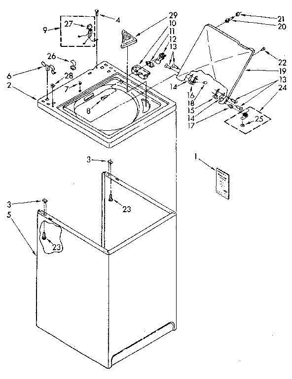 Kenmore 11082477110 top and cabinet parts diagram