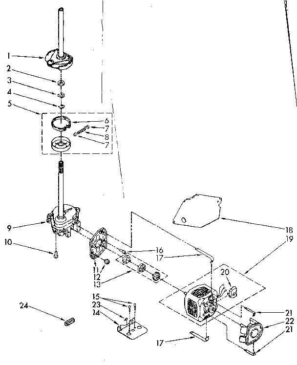 Kenmore 11082477110 brake, clutch, gearcase, motor and pump parts diagram