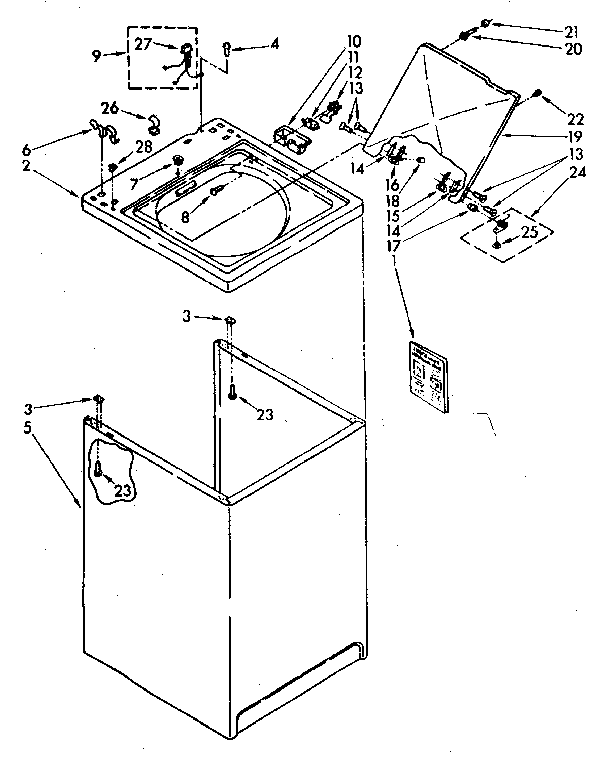 Kenmore 11082681720 top and cabinet parts diagram
