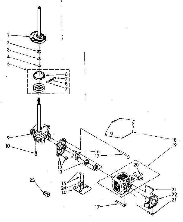 Kenmore 11082681720 brake, clutch, gearcase, motor and pump parts diagram
