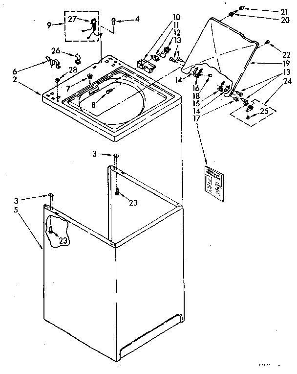 Kenmore 11082682120 top and cabinet parts diagram