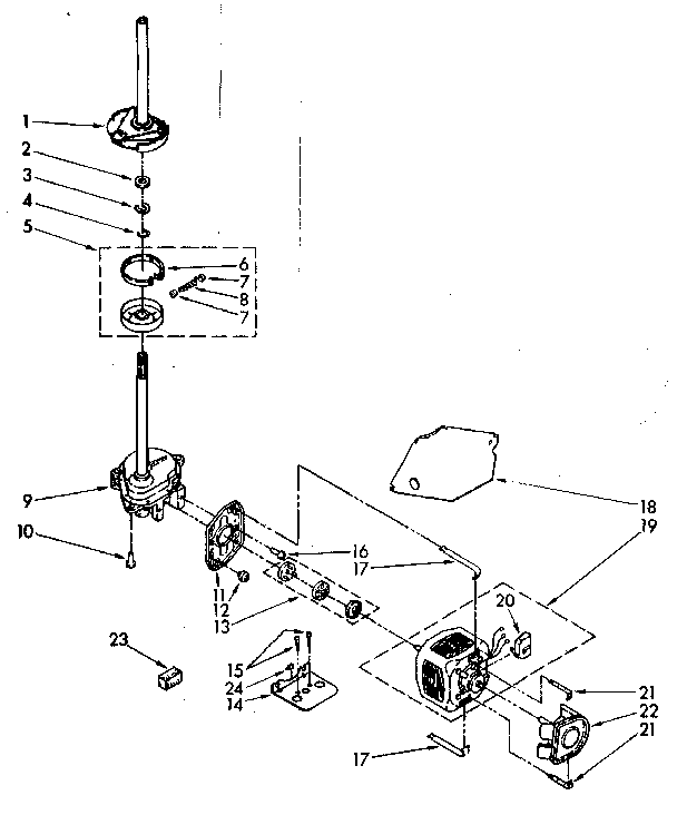 Kenmore 11082682120 brake, clutch, gearcase, motor and pump parts diagram