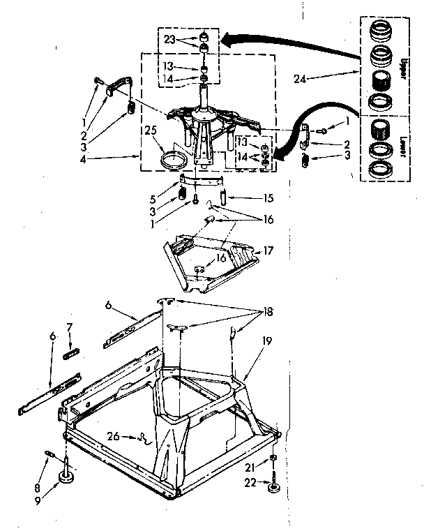 Kenmore 11082682120 machine base parts diagram