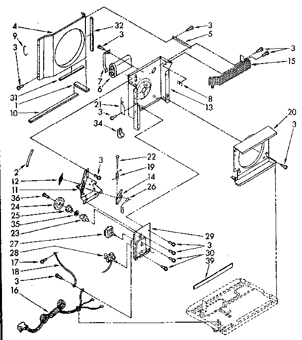 Kenmore 1068760581 air flow and control parts diagram