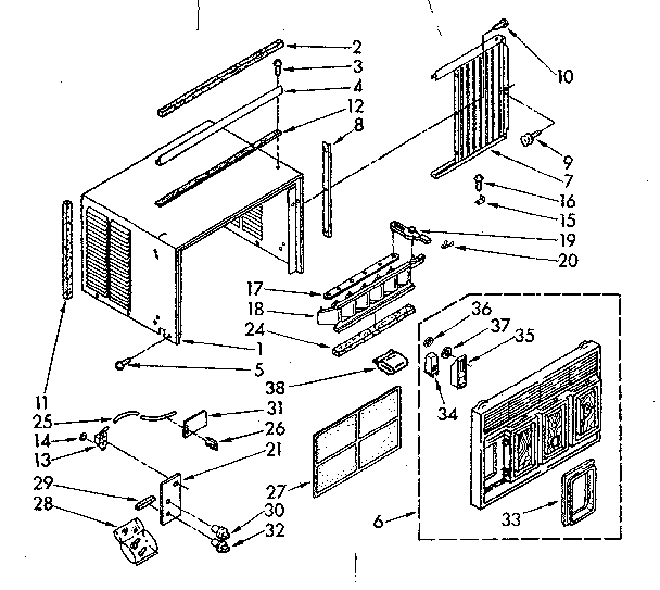 Kenmore 1068760581 cabinet parts diagram