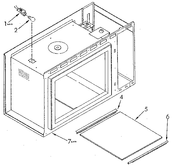 Kenmore 6654438990 microwave cabinet and hinge diagram