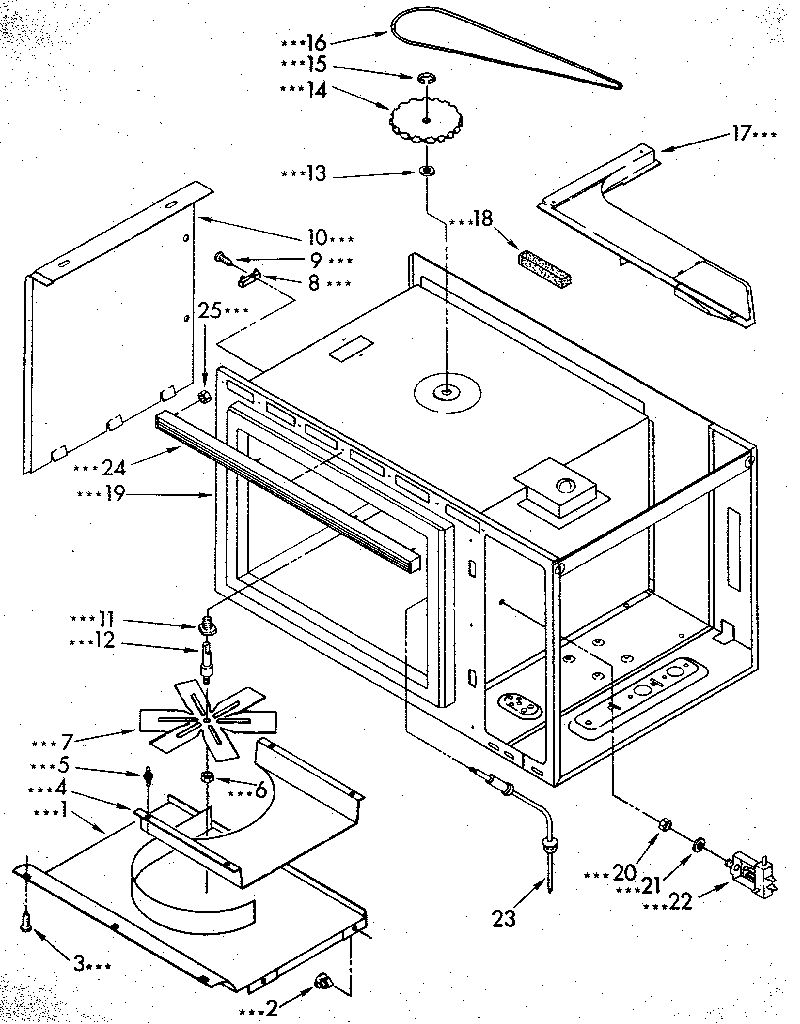 Kenmore 6654438990 microwave cabinet and stirrer diagram