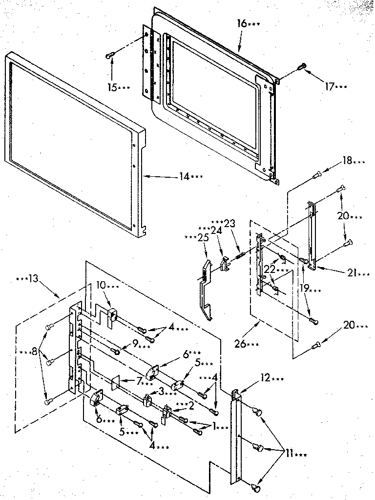 Kenmore 6654438990 microwave door and latch diagram