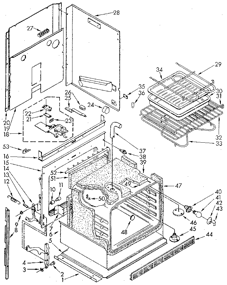 Kenmore 6654438990 lower electric oven body diagram