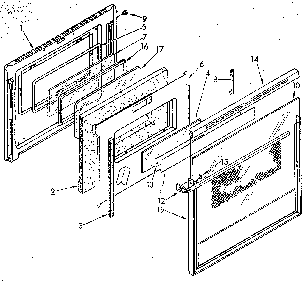 Kenmore 6654438990 lower electric oven door diagram