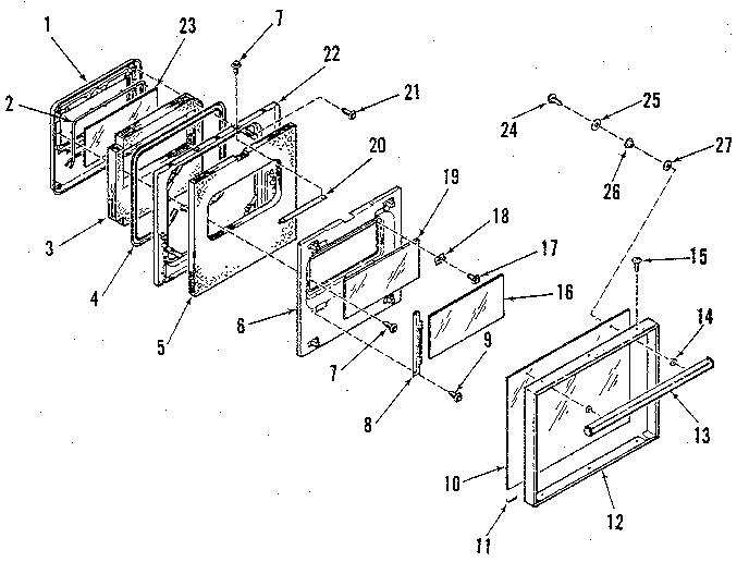 Kenmore 2784038894 oven door section diagram