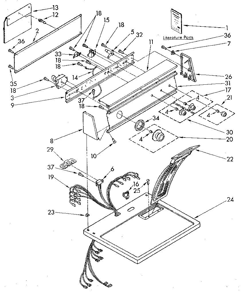 Kenmore 11086980700 top and console diagram