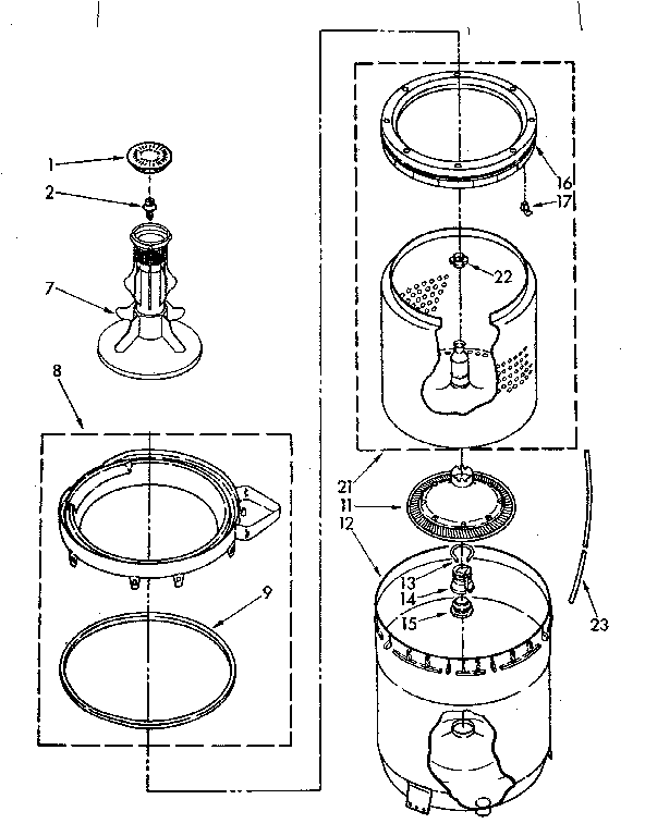 Kenmore 11081863700 agitator, basket and tub parts diagram