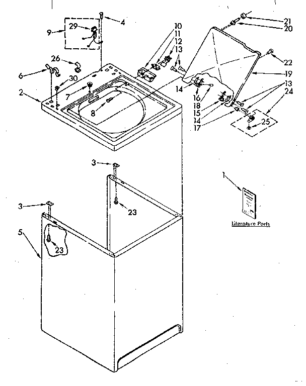Kenmore 11081864800 top and cabinet parts diagram