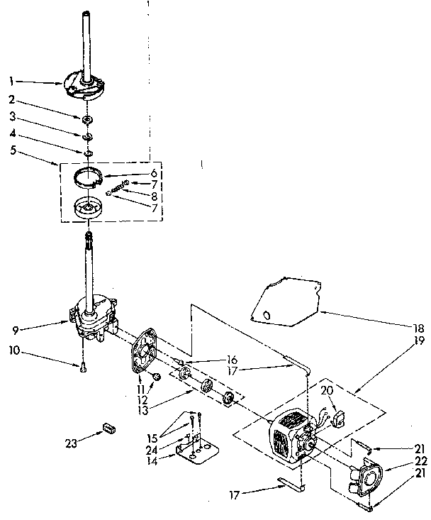 Kenmore 11082673320 brake, clutch, gearcase, motor and pump parts diagram