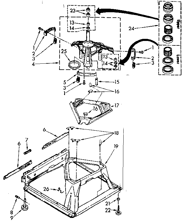Kenmore 11082673320 machine base parts diagram