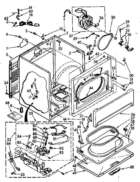 Kenmore 11087683610 cabinet parts diagram