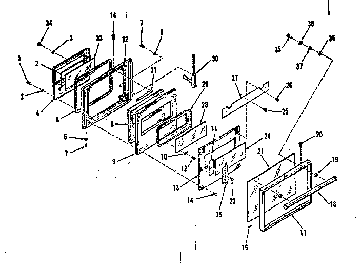 Kenmore 2784088891 oven door section diagram