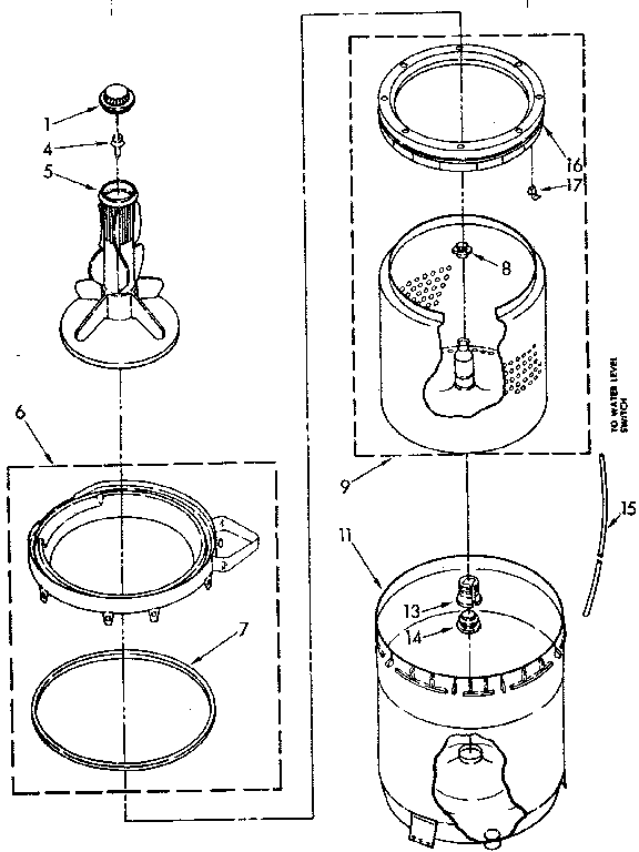 Kenmore 11082407820 agitator, basket and tub parts diagram