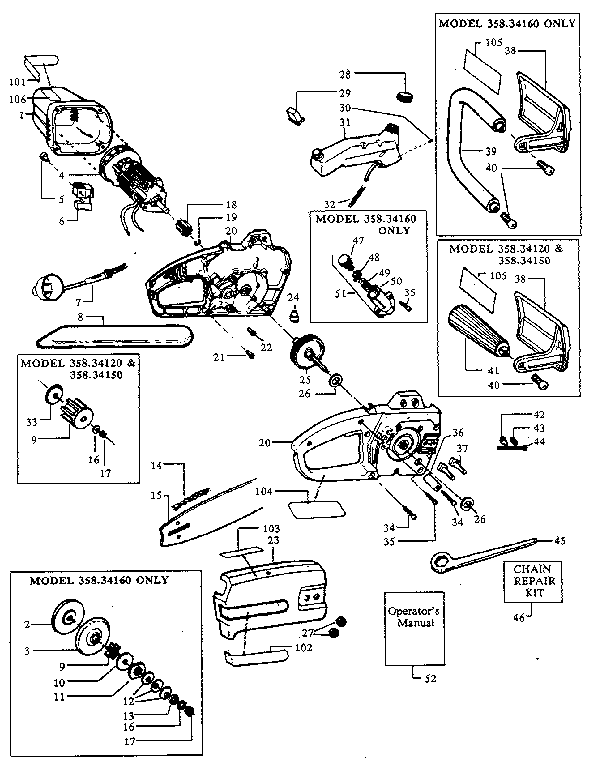 Craftsman 35834160 replacement parts diagram