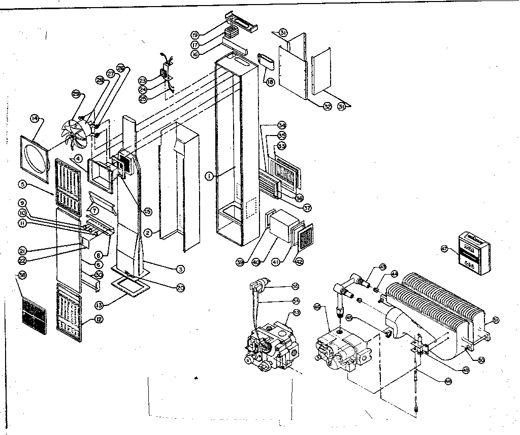 Continental RFT55-OP(R) furnace assembly and control assembly diagram
