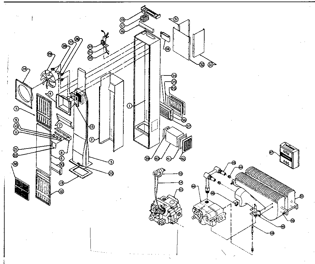 Continental RFT55-OP(R) furnace assembly and control assembly diagram