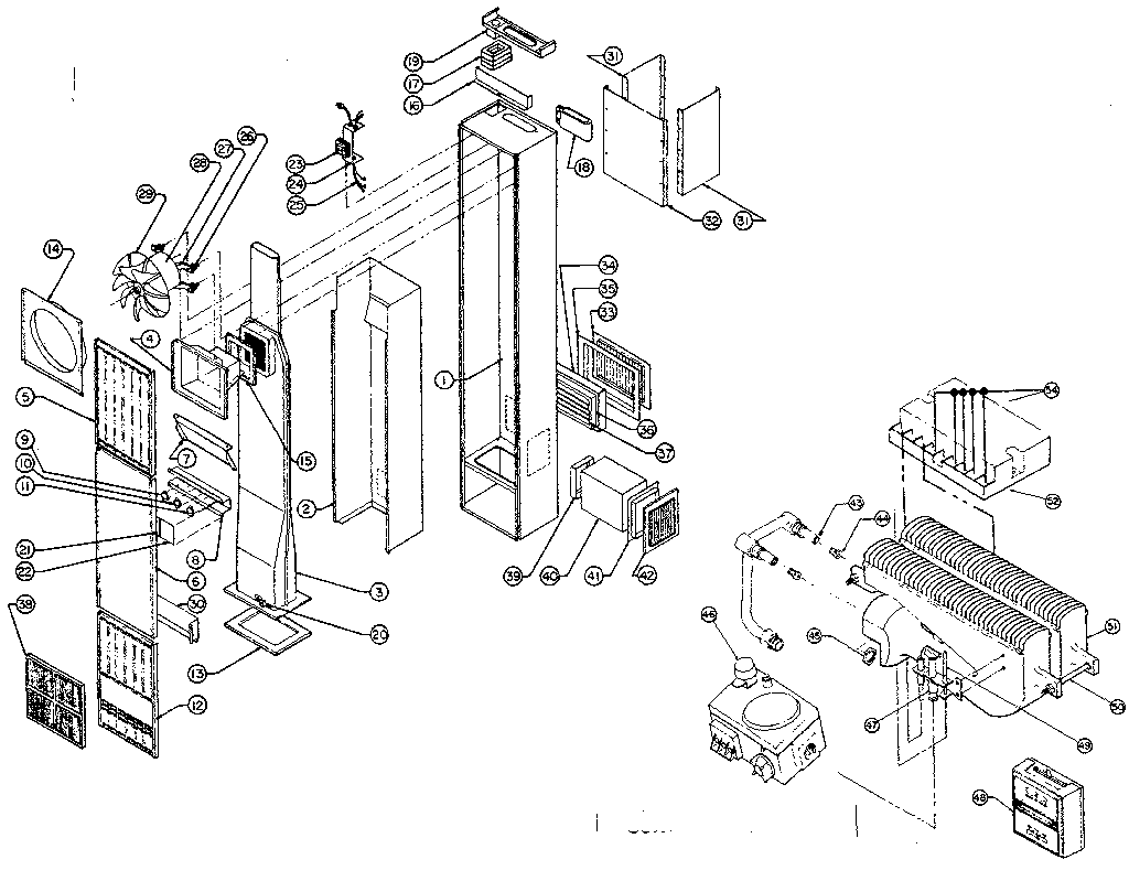 Continental RFT55-IP furnace assembly and control assembly diagram