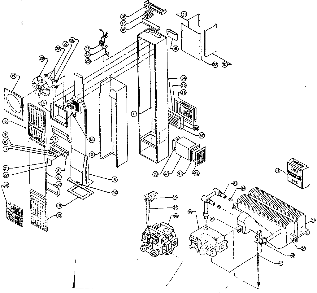 Continental RFT50-OP(R) furnace assembly and control assembly diagram