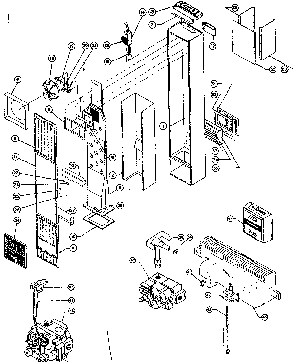 Continental RFT35-ON(R) furnace assembly and control assembly diagram