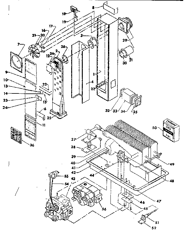 Continental RFD65-OP furnace assembly and control assembly diagram