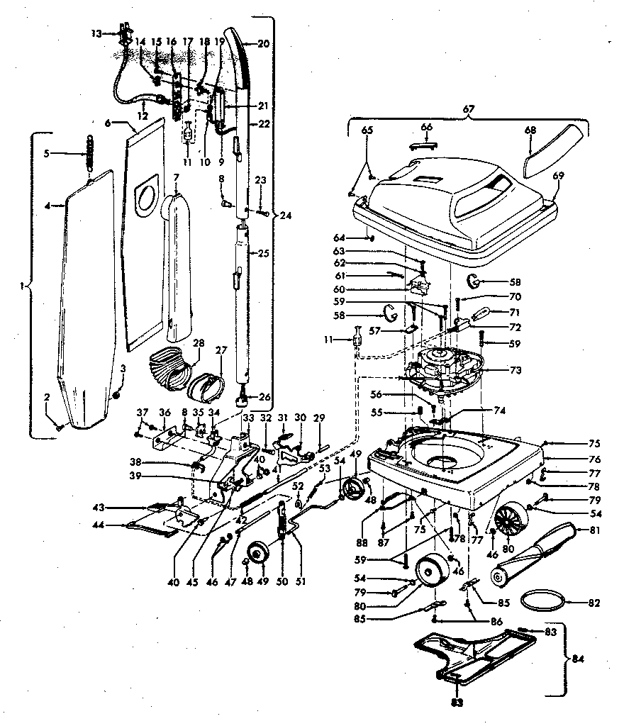 Hoover U4521 main assembly diagram