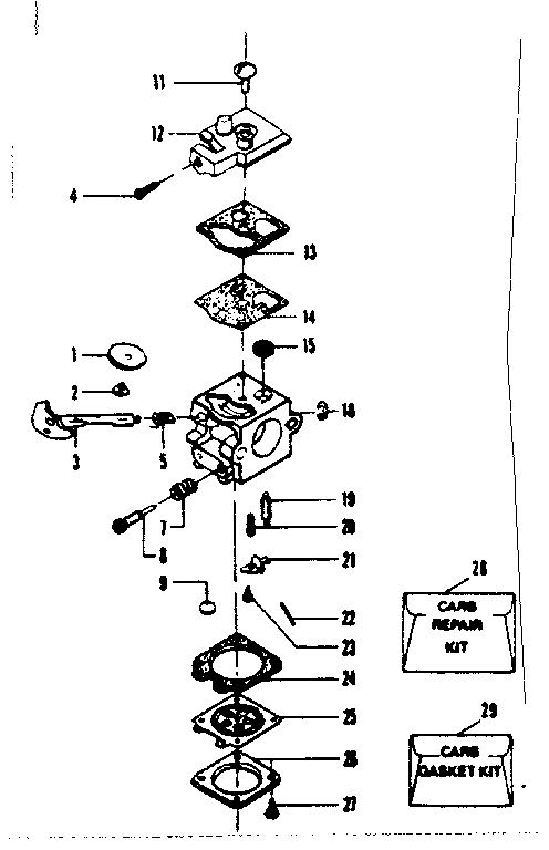 Craftsman 358796990 carburetor assembly no. 35196 diagram