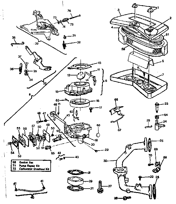 Craftsman 917254312 air cleaner - carburetor group diagram