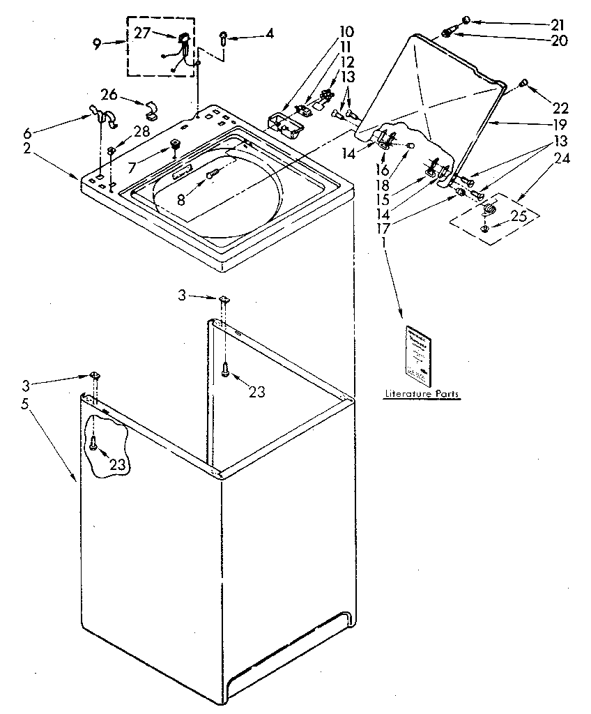 Kenmore 11082980700 top and cabinet diagram