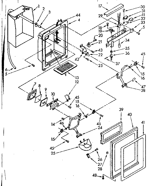 Kenmore 1068572813 dispenser front parts diagram