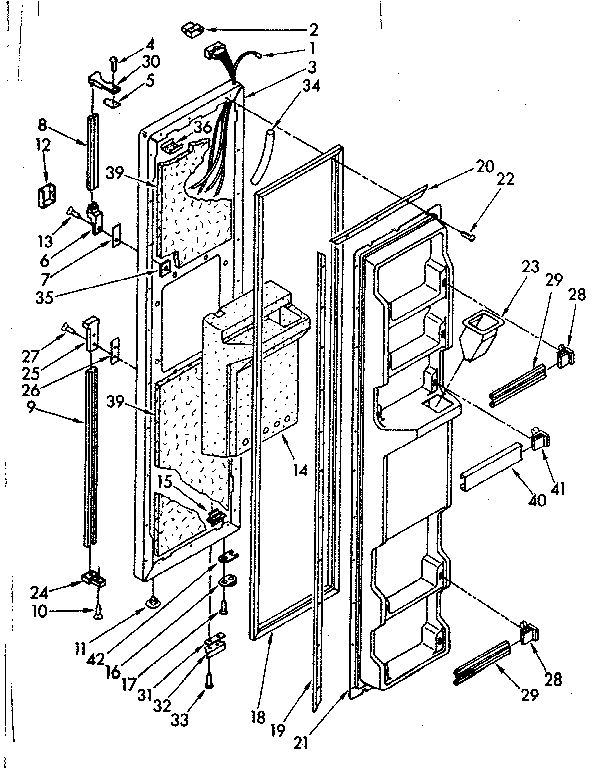 Kenmore 1068572813 freezer door parts diagram