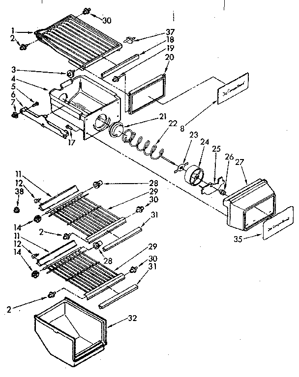 Kenmore 1068572813 freezer interior parts diagram