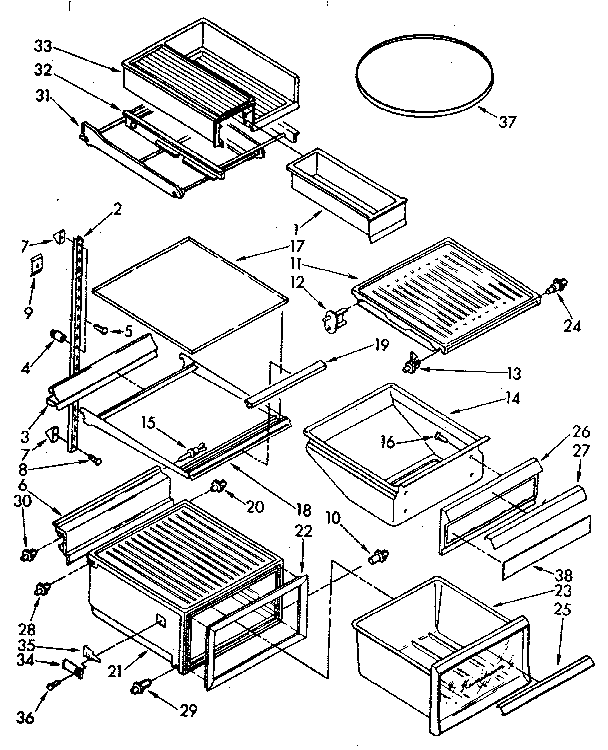 Kenmore 1068572813 refrigerator interior parts diagram