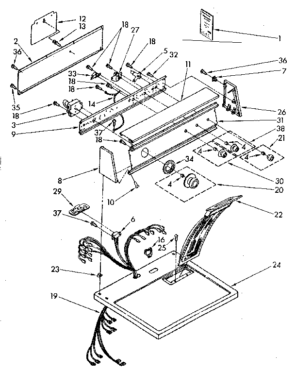 Kenmore 11086681710 top and console parts diagram