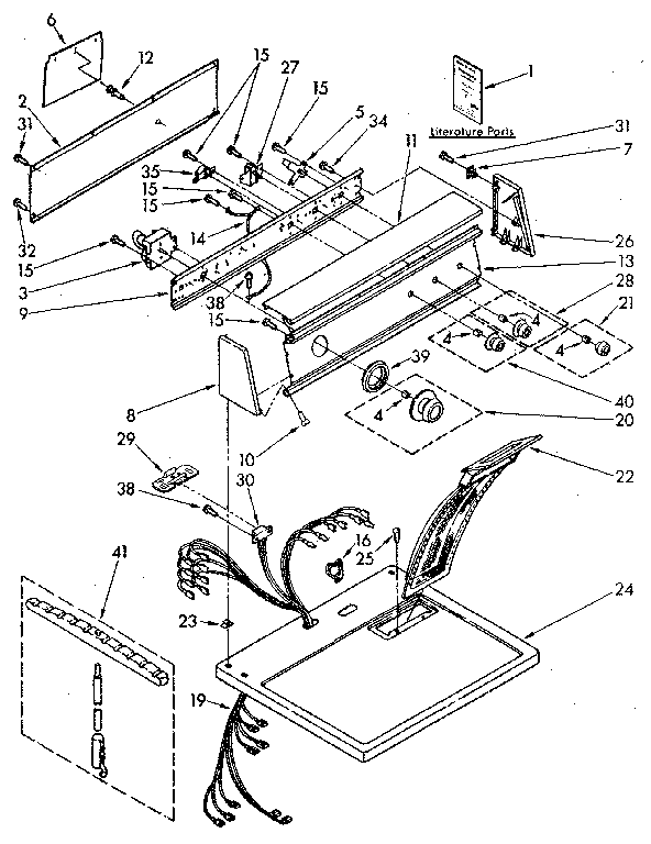 Kenmore 11086692110 top and console parts diagram
