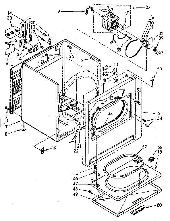 Kenmore 11086692110 cabinet parts diagram