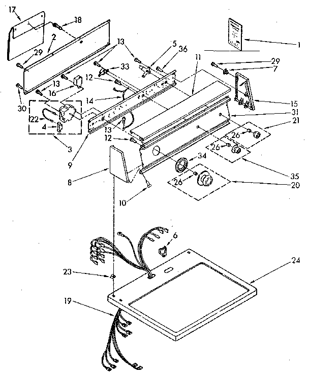 Kenmore 11086879600 top and console parts diagram